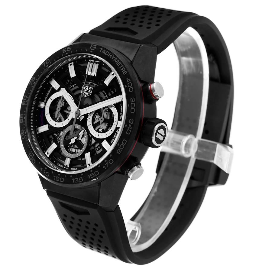Tag Heuer Carrera Black PVD Steel Chronograph Mens Watch CBG2016 Box Card In Excellent Condition For Sale In Atlanta, GA