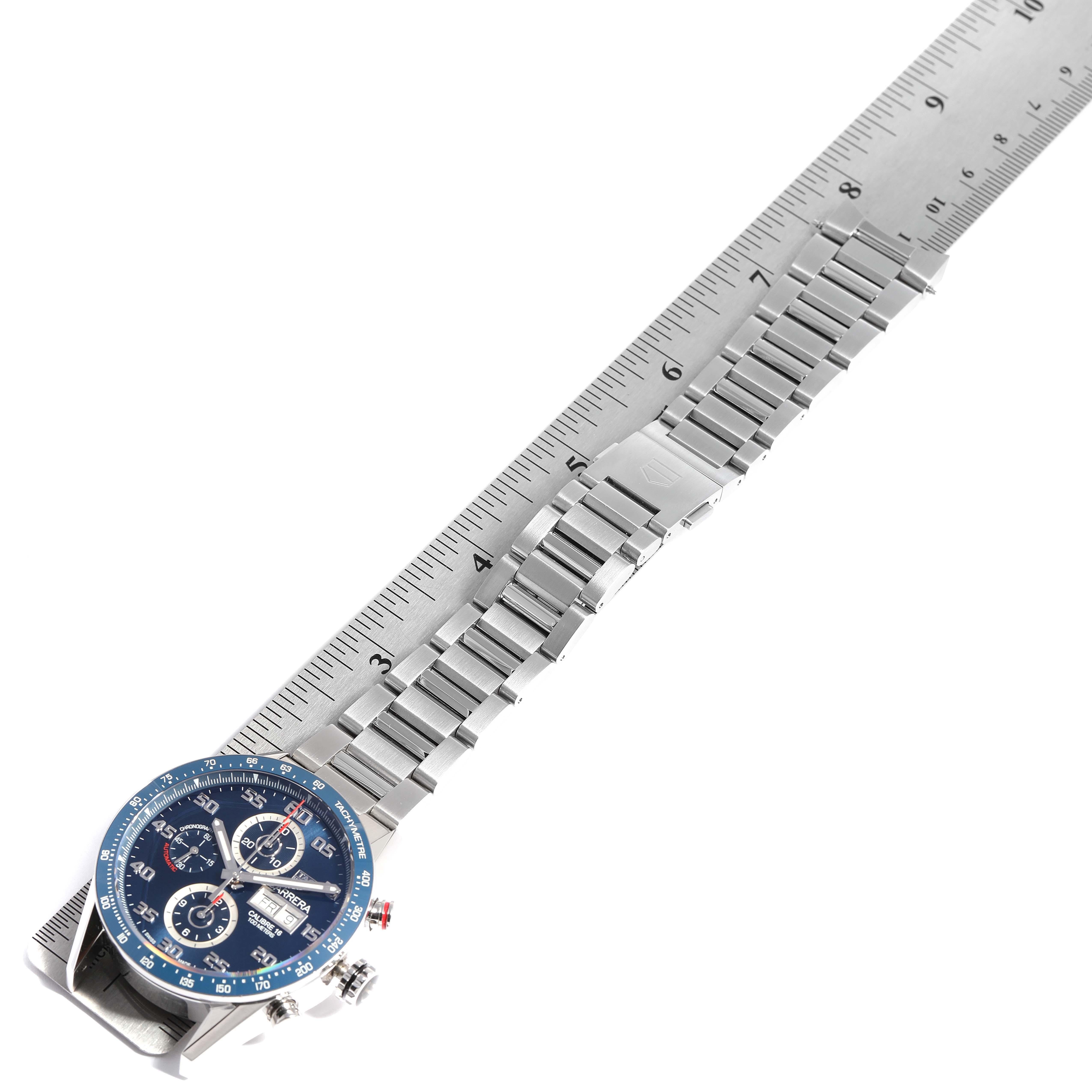 TAG Heuer Carrera Blue Dial Chronograph Steel Men's Watch CV2A1V For Sale 1