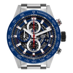 Tag Heuer Carrera Blue Skeleton Dial Chronograph Mens Watch CAR201T Box Card