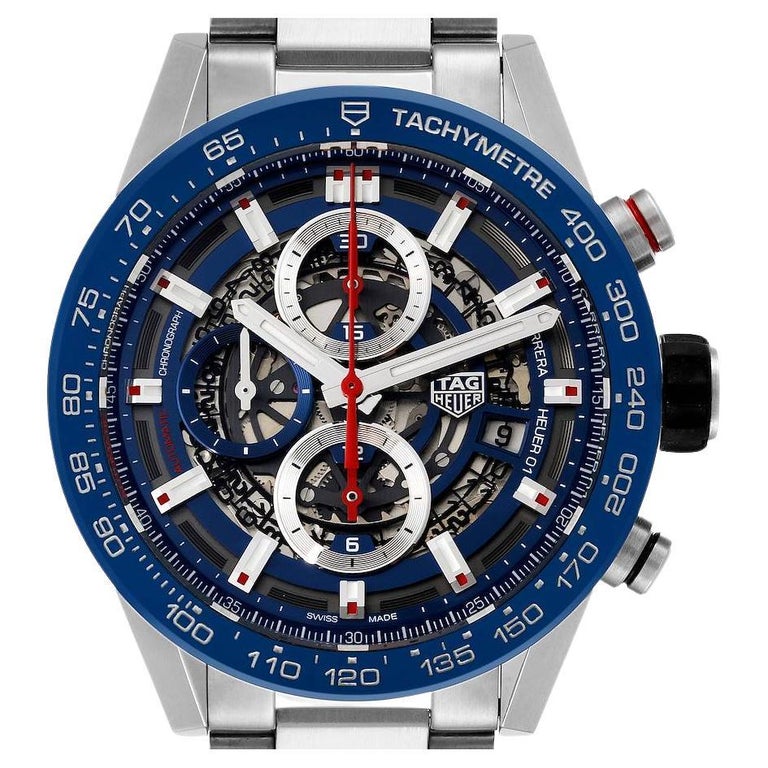 Tag Heuer Carrera Blaue Chronograph-Herrenuhr CAR201T mit Skelett