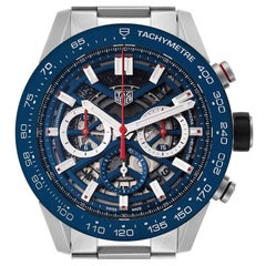 Tag Heuer Carrera Blue Skeletonized Dial Mens Watch CBG2A11 Box Card
