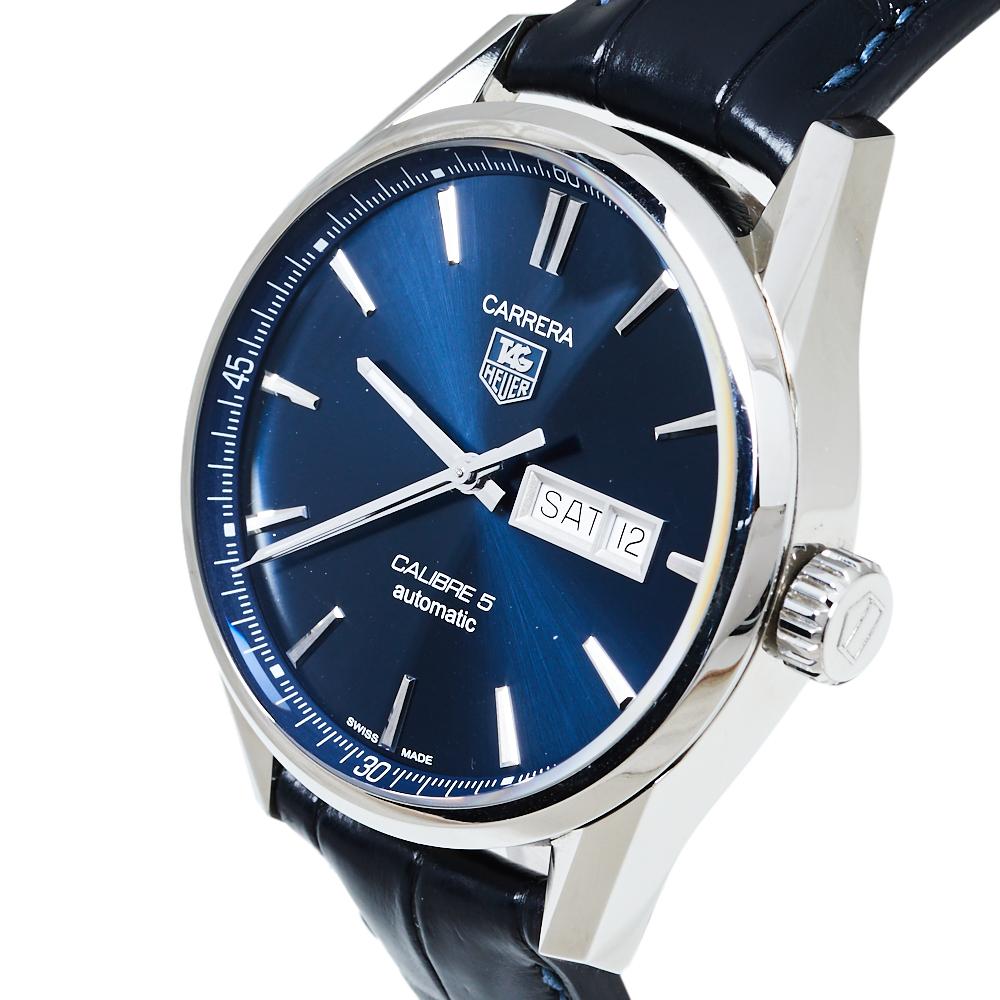 TAG Heuer Carrera Blue Stainless Steel Calibre 5 WAR201E Men's Wristwatch 41MM 1