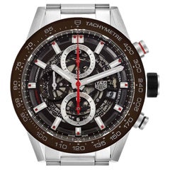 TAG Heuer Montre chronographe Carrara Brown Skeleton Dial CAR201U Box Card