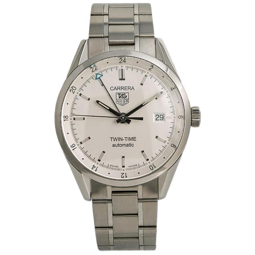 TAG Heuer Carrera Caliber 7 Twin-Time WV2116-0 Men's Automatic Watch SS For Sale