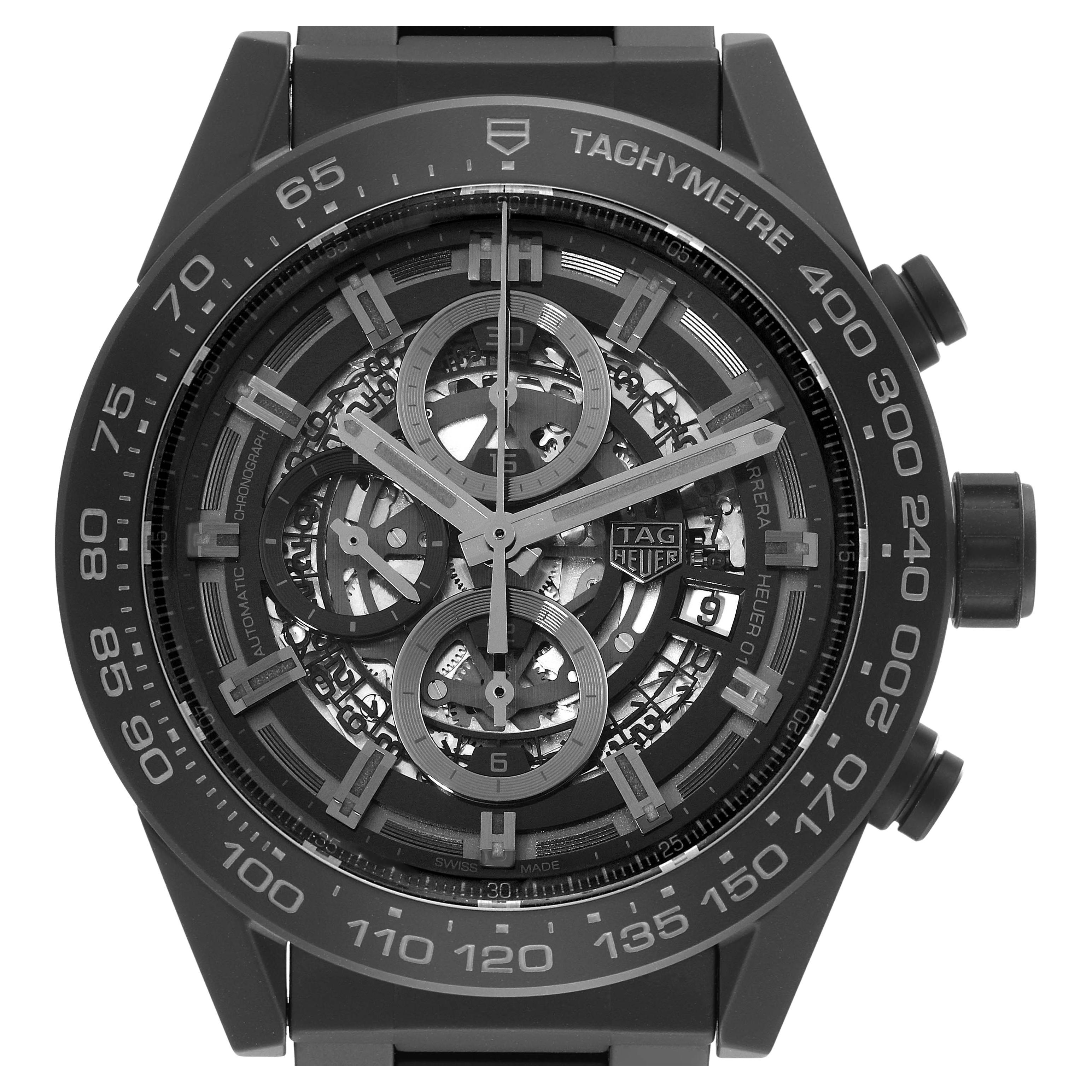 TAG Heuer Carrera Calibre 01 Skeleton Ceramic Mens Watch CAR2A91 Box Card