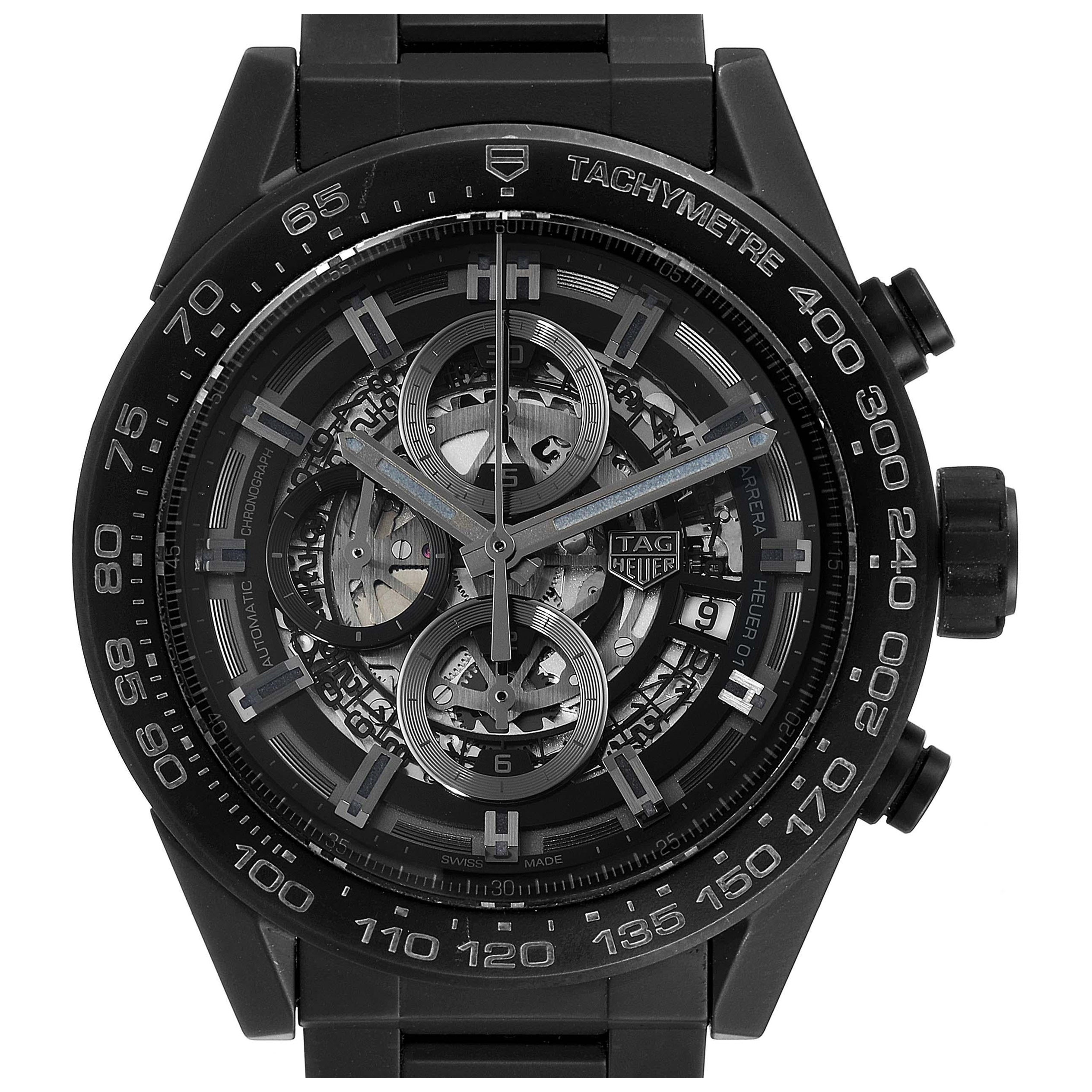 TAG Heuer Carrera Calibre 01 Skeleton Ceramic Watch CAR2A91 Box Card