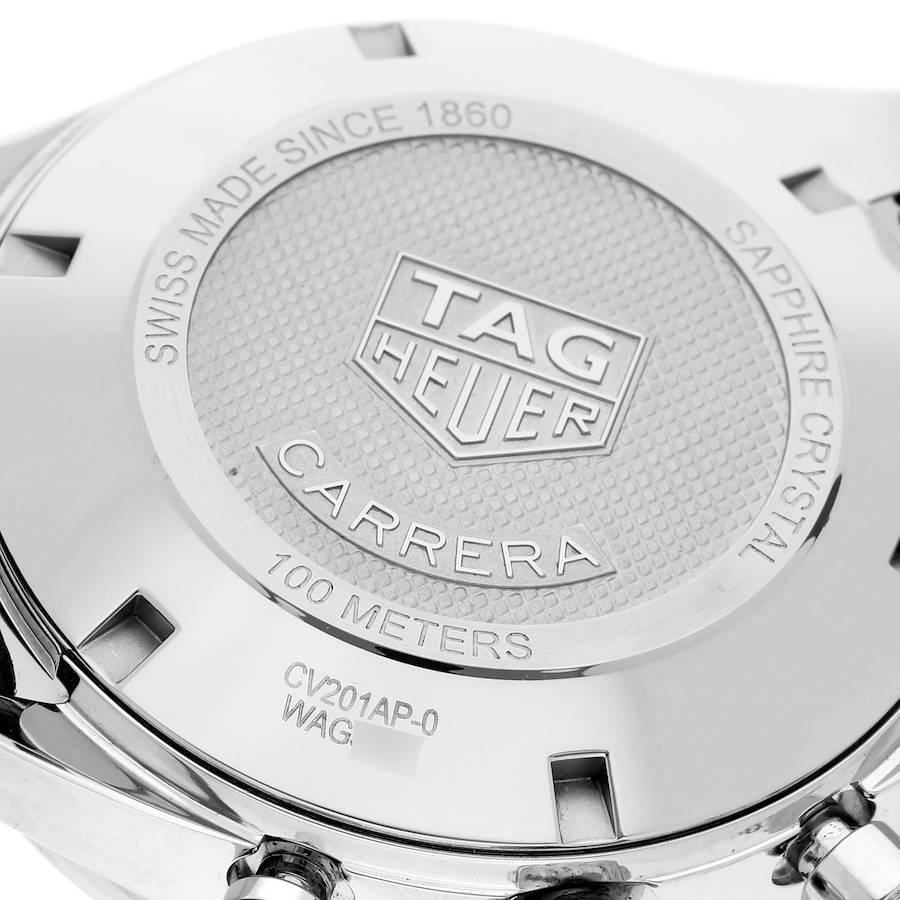 Tag Heuer Carrera Calibre 16 Chronograph Steel Mens Watch CV201AP Box Card For Sale 2