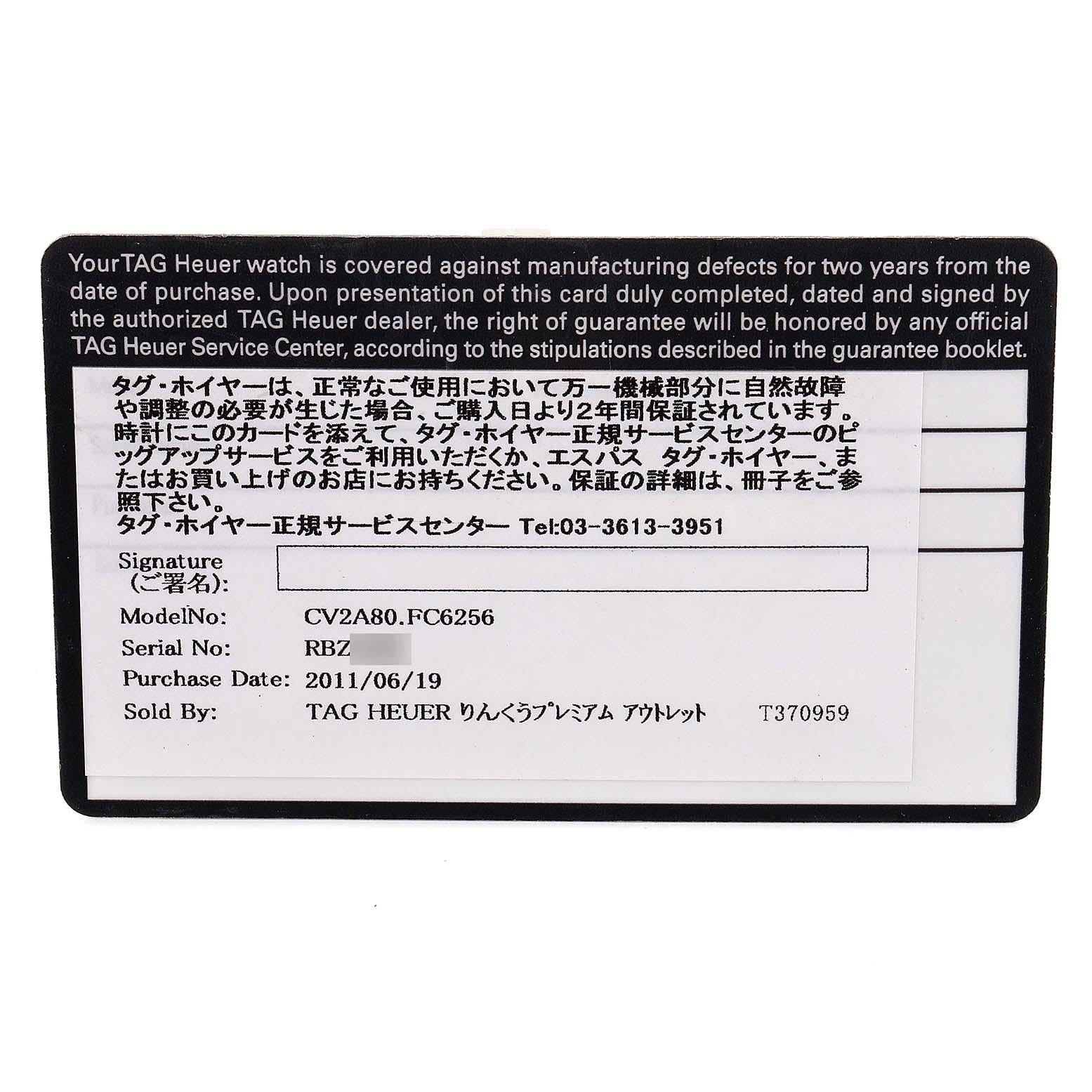 TAG Heuer Carrera Calibre 16 Titanium Day Date Men’s Watch CV2A80 Box Card 1