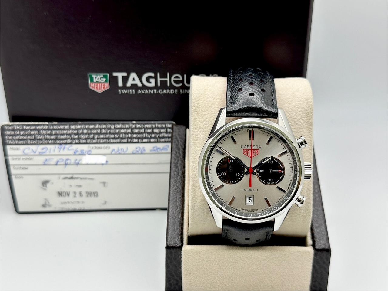 Tag Heuer Carrera Calibre 17 Jack Heuer CV2119.FC6310 41mm Acier Boîte Papier Excellent état - En vente à San Diego, CA