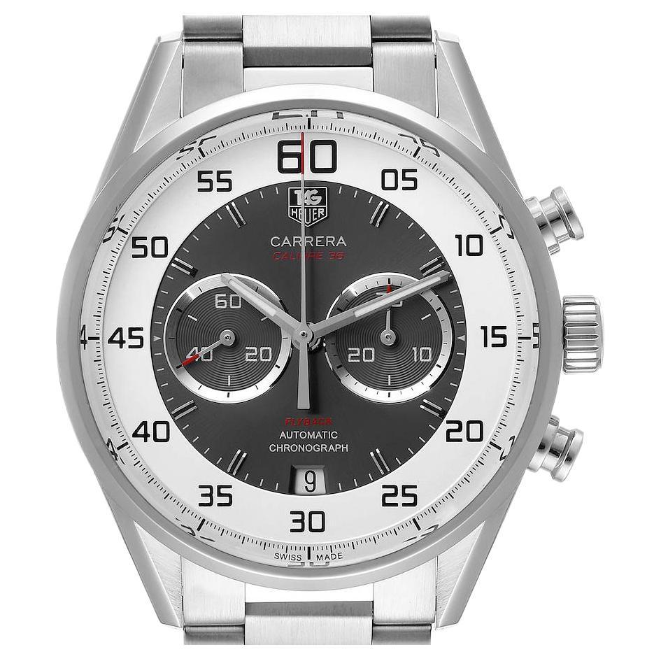 TAG Heuer Carrera Calibre 36 Flyback Steel Mens Watch CAR2B11 Box Card For Sale