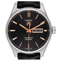 TAG Heuer Carrera Calibre 5 Day Date Steel Men's Watch WAR201C Box Card