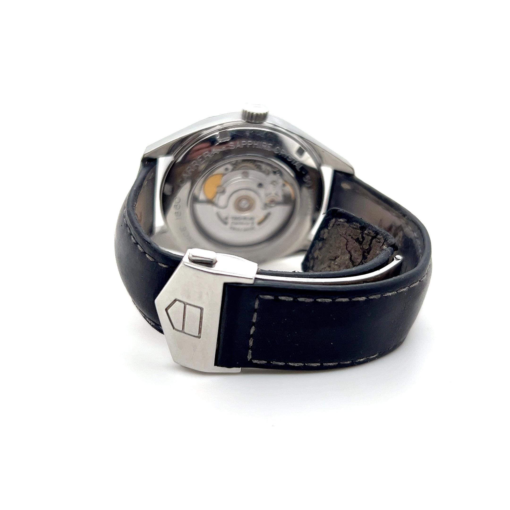 TAG Heuer Carrera Kaliber 5 Saphirglas Herrenarmbanduhr im Zustand „Gut“ in Towson, MD