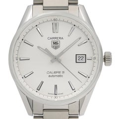 TAG Heuer Carrera Calibre 5 Steel Silver Dial Automatic Watch WAR211B.BA0782