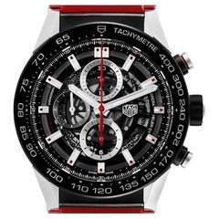 TAG Heuer Carrera Calibre Heuer 01 Skeleton Dial Red Strap Mens Watch CAR2A1Z