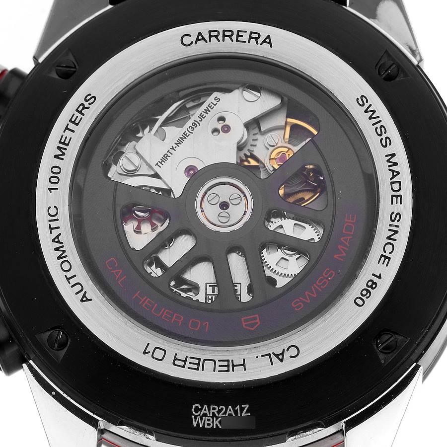 TAG Heuer Carrera Calibre Heuer 01 Skeleton Mens Watch CAR2A1Z Box Card In Excellent Condition For Sale In Atlanta, GA