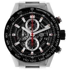 Used TAG Heuer Carrera Calibre Heuer 01 Skeleton Mens Watch CAR2A1Z Box Card