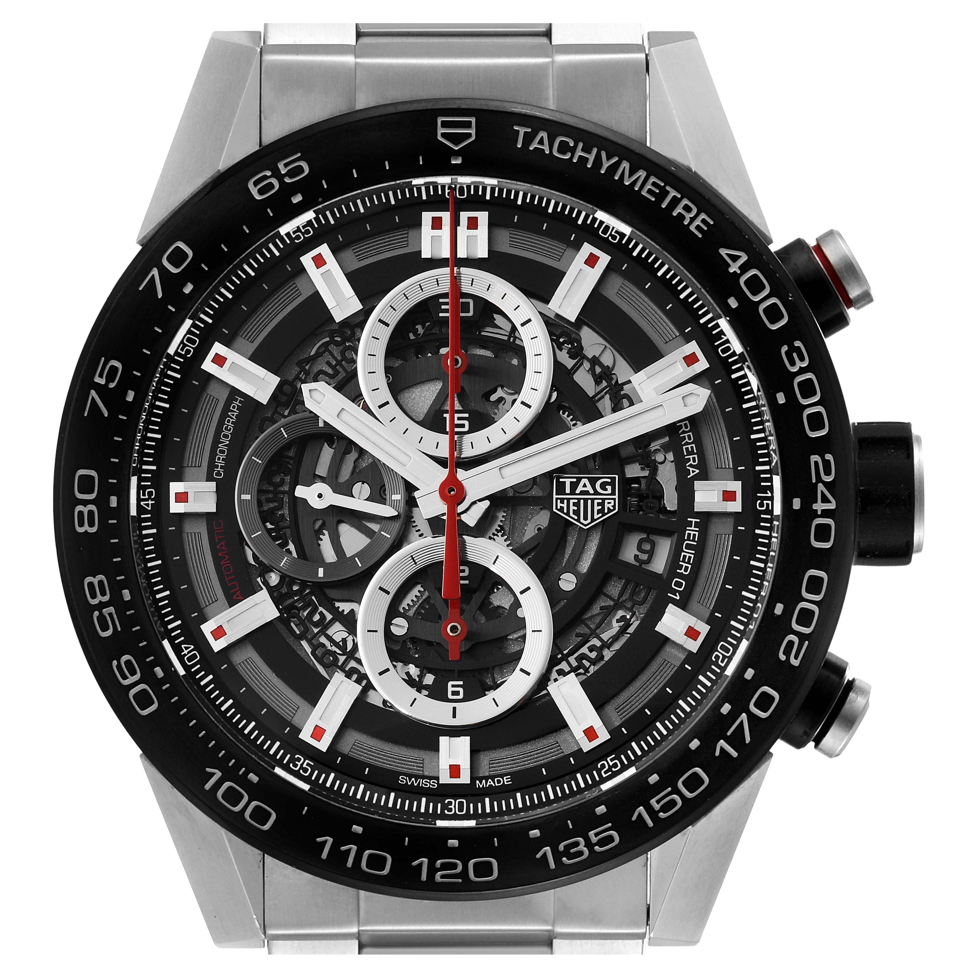 TAG Heuer Carrera Calibre Heuer 01 Skeleton Mens Watch CAR2A1Z Box Card