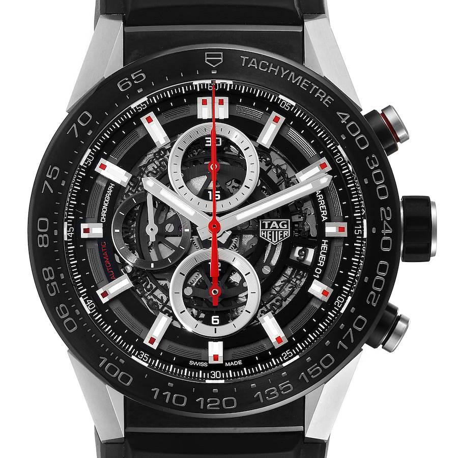 TAG Heuer Carrera Calibre Heuer 01 Skeleton Mens Watch CAR2A1Z Card For Sale