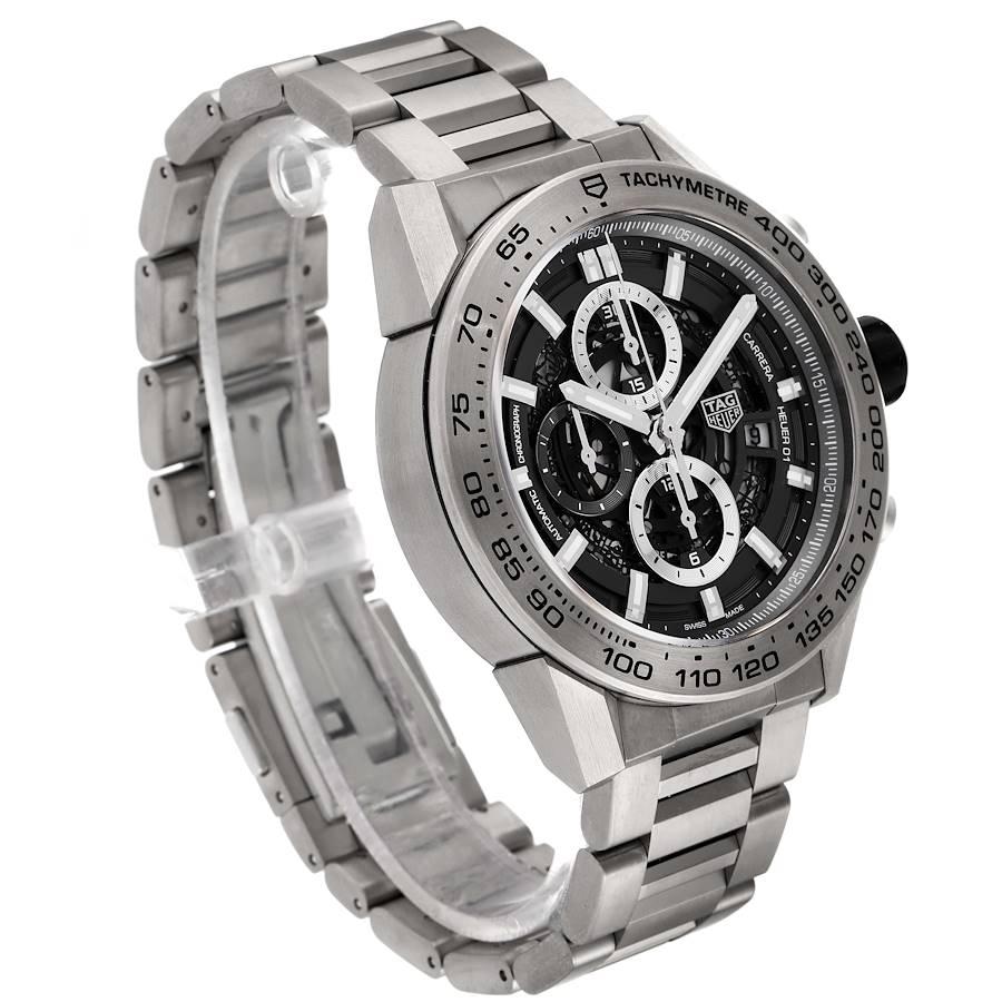 TAG Heuer Carrera Calibre Heuer 01 Skelett-Herrenuhr CAR2A8A Boxkarte im Zustand „Hervorragend“ im Angebot in Atlanta, GA