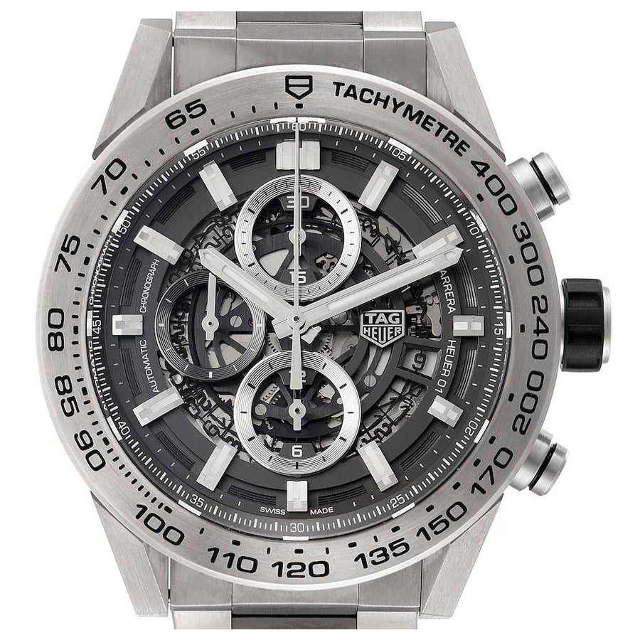 TAG Heuer Carrera Calibre Heuer 01 Skelett-Herrenuhr CAR2A8A Boxkarte im Angebot