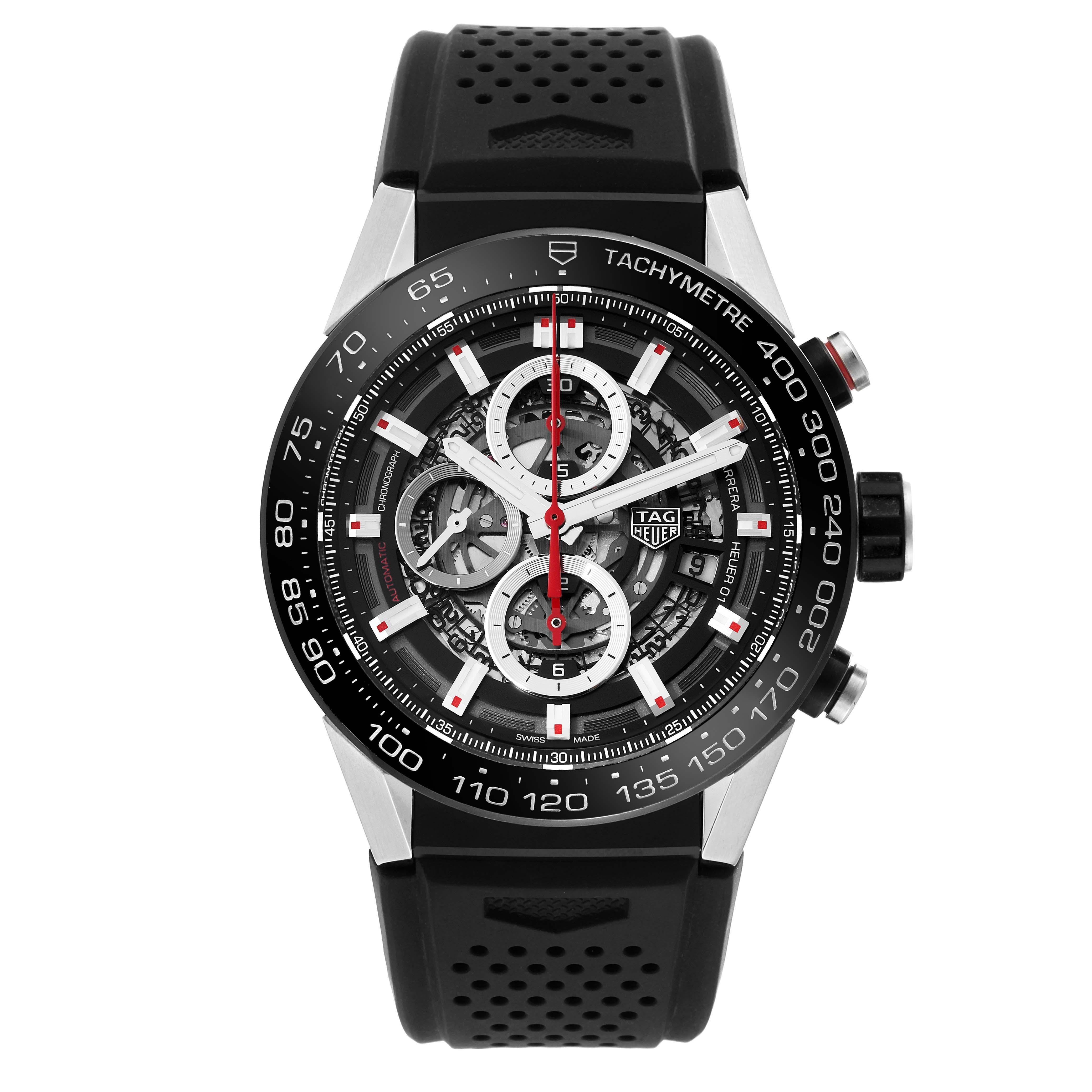 TAG Heuer Carrera Calibre Heuer 01 Skeleton Steel Mens Watch CAR2A1Z For Sale 1