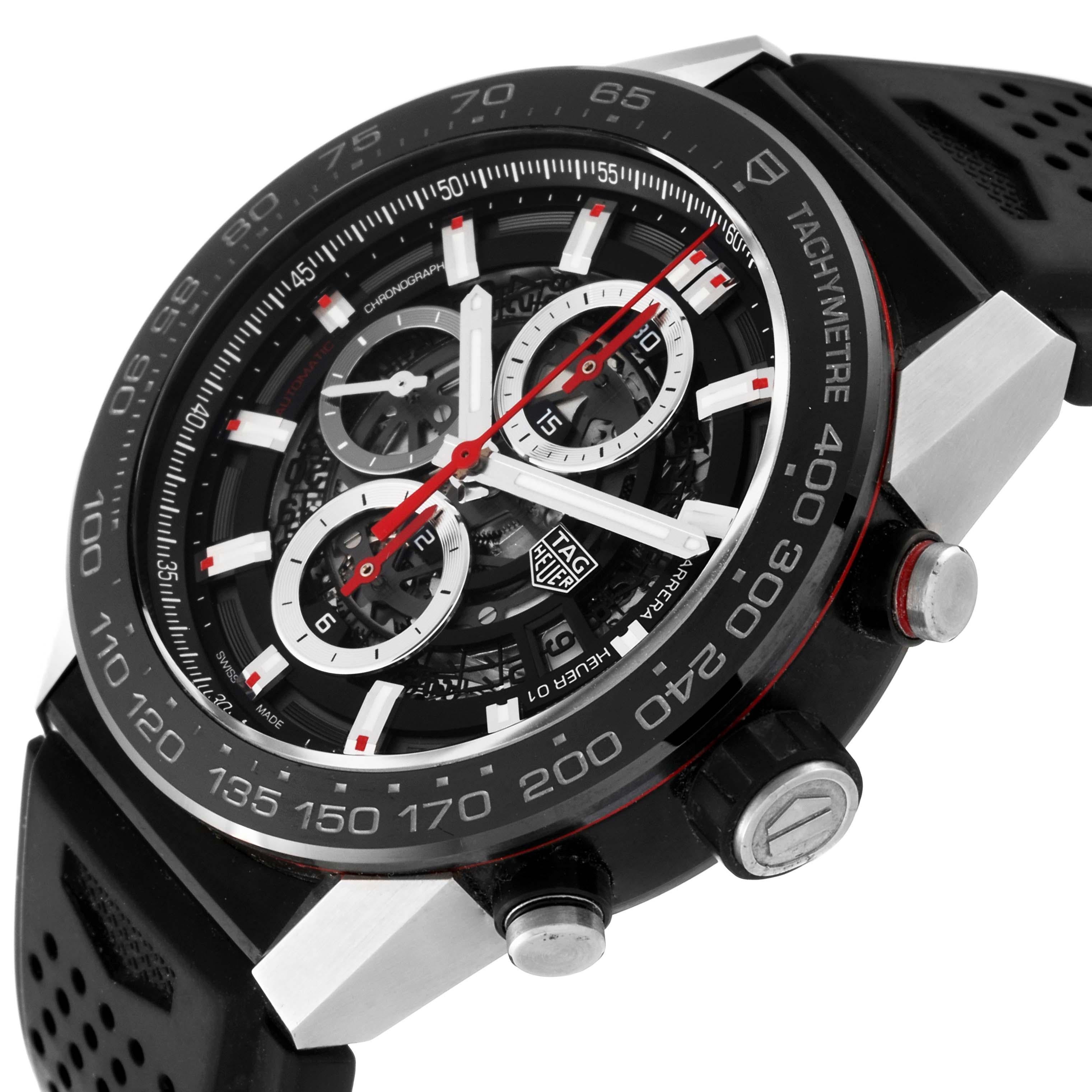 TAG Heuer Carrera Calibre Heuer 01 Skeleton Steel Mens Watch CAR2A1Z For Sale 2