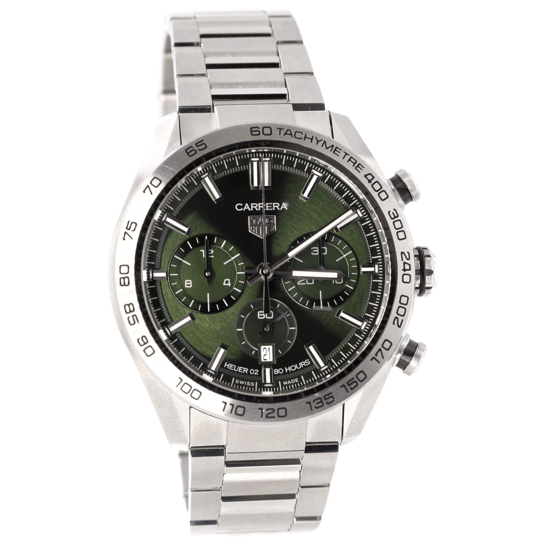 Tag Heuer Carrera Kaliber Heuer 02 Chronograph Automatikuhr Edelstahl im Zustand „Gut“ in New York, NY