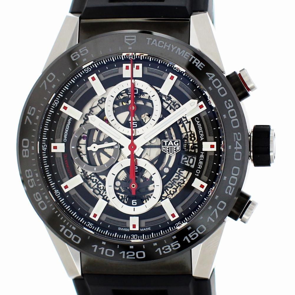 TAG Heuer Carrera CAR2A1Z.FT6044 with Band, Ceramic Bezel and Black Dial For Sale
