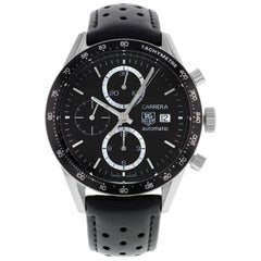 TAG Heuer Carrera Chrono Leder Stahl Automatik Herrenuhr schwarz CV2010.FC6233