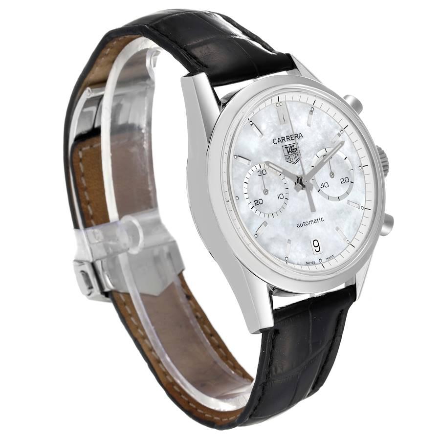 Tag Heuer Carrera Chronograph 39mm Perlmutt Zifferblatt Herrenuhr CV2115 im Zustand „Hervorragend“ in Atlanta, GA