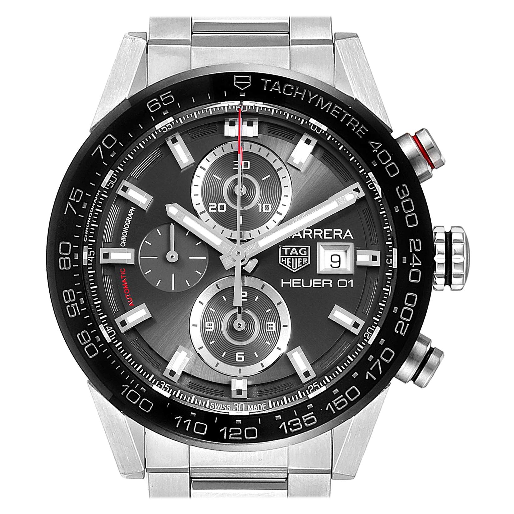 TAG Heuer Carrera Chronograph Automatic Men's Watch CAR201W Box Card For Sale