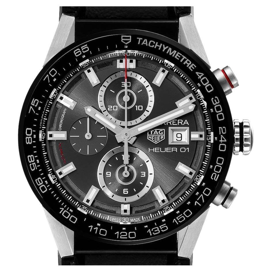 Tag Heuer Carrera Chronograph Automatic Mens Watch CAR201W Box Card For Sale