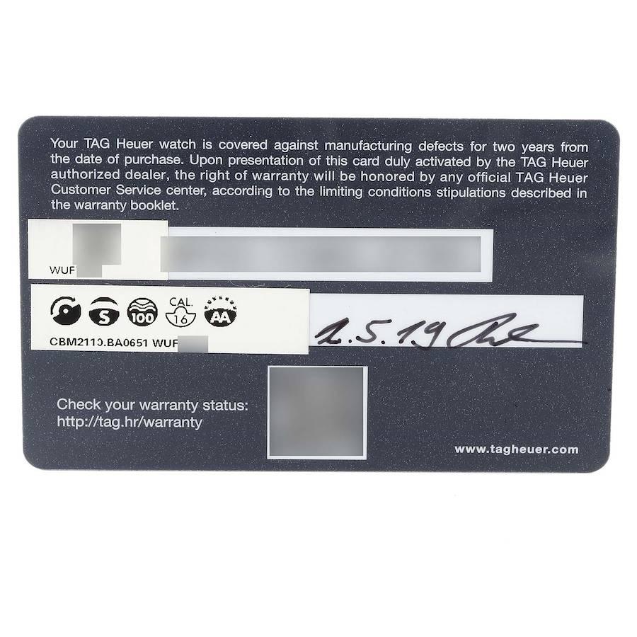 Tag Heuer Carrara Chronograph Black Dial Steel Mens Watch CBM2110 Box Card For Sale 2