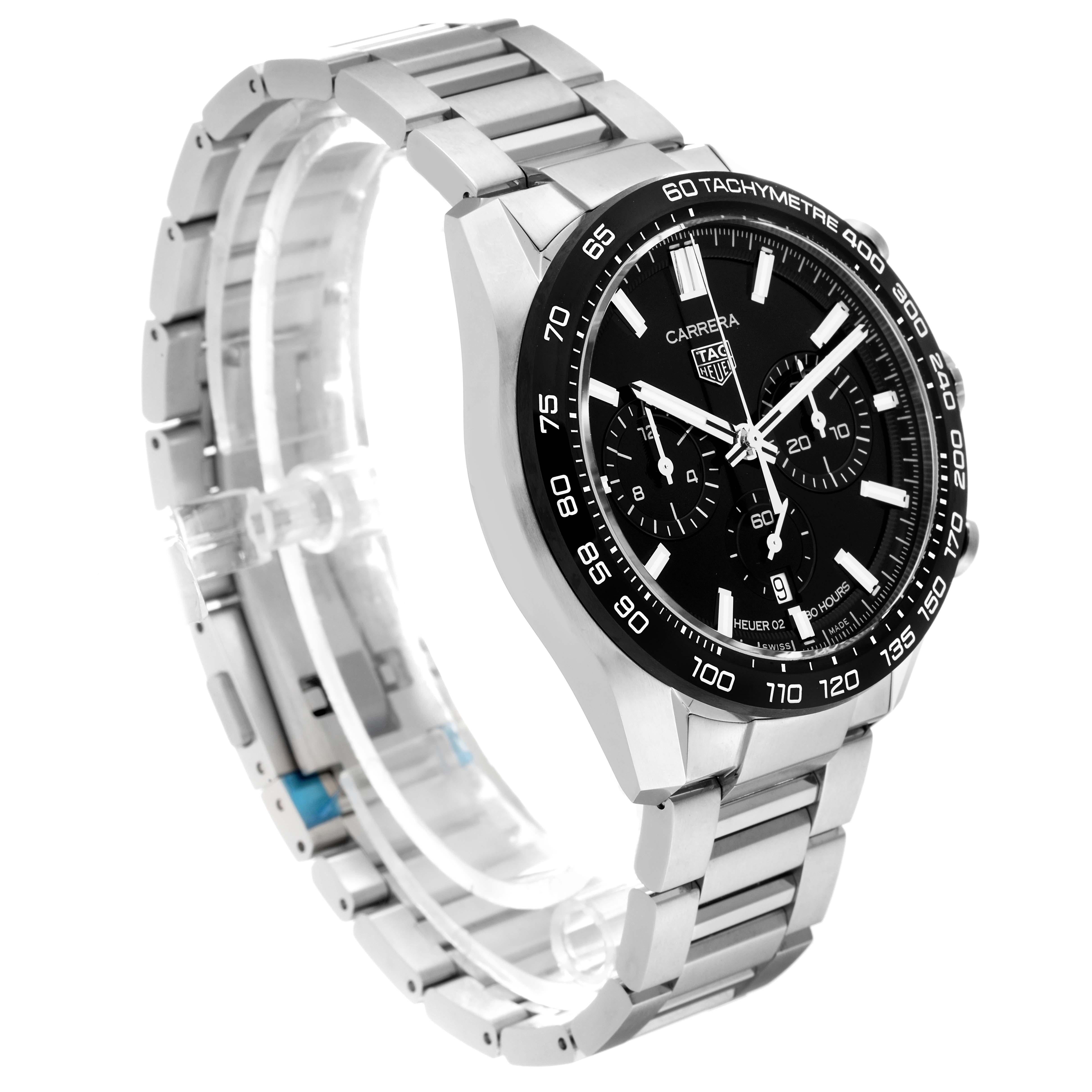 Tag Heuer Carrera Chronograph Black Dial Steel Mens Watch CBN2A1B Unworn For Sale 2