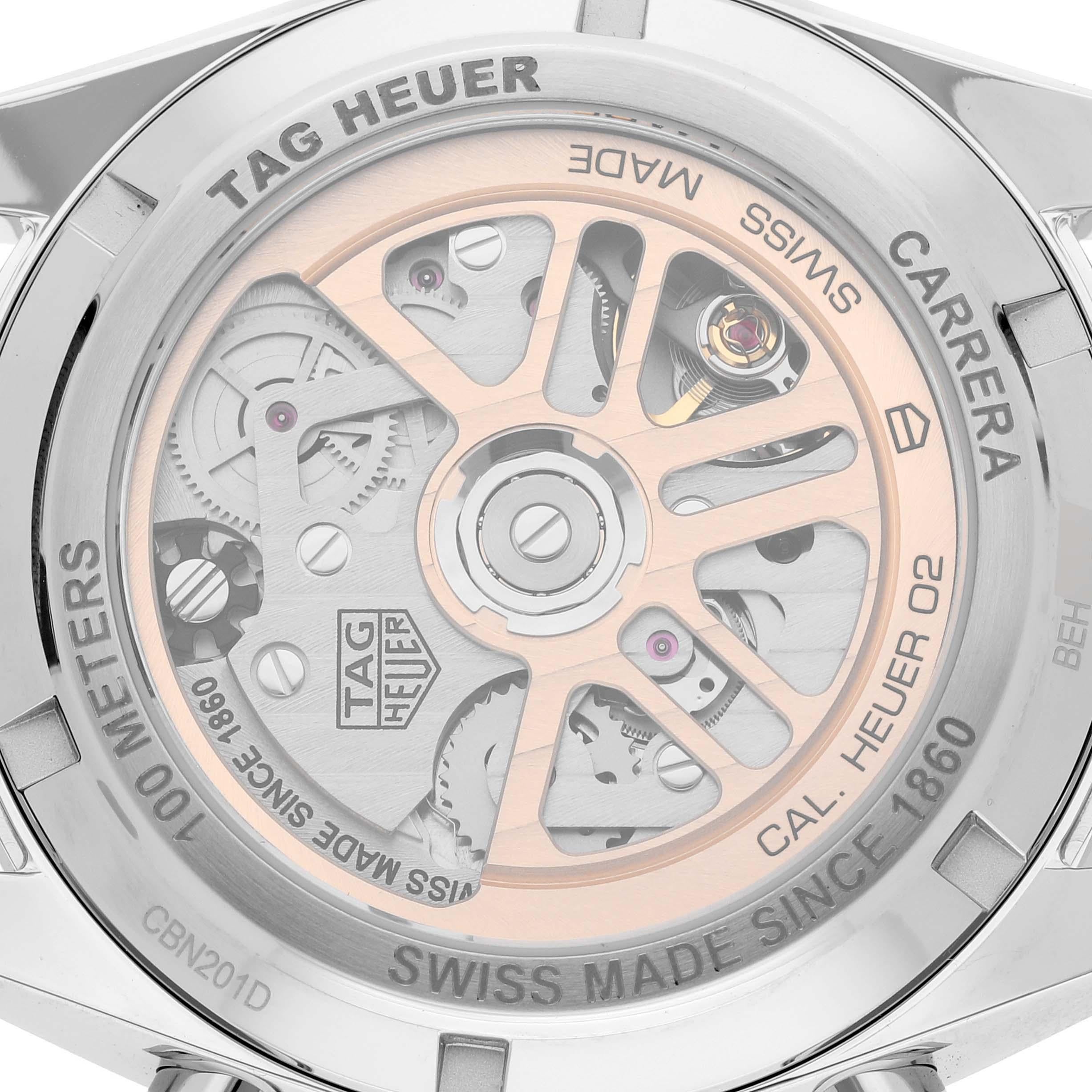 TAG Heuer Montre Homme Carrera Chronographe Cadran Bleu Acier CBN201D Inédite en vente 2