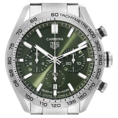 Tag Heuer Carrera Chronograph Green Dial Steel Mens Watch CBN2A10 Box Card