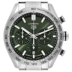 Tag Heuer Carrera Chronograph Green Dial Steel Mens Watch CBN2A10 Unworn