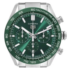 Tag Heuer Carrera Chronograph Green Dial Steel Mens Watch CBN2A1N Unworn