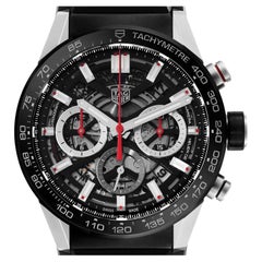 Tag Heuer Carrera Chronograph Skeleton Dial Steel Mens Watch CBG2010 Box Card