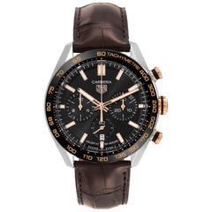 Tag Heuer Carrera Chronograph Steel Rose Gold Mens Watch CBN2A5A Box Card