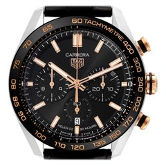 Tag Heuer Carrera Chronograph Steel Rose Gold Mens Watch CBN2A5A Box Card