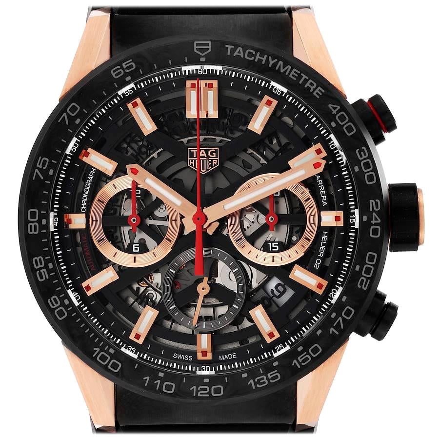 Tag Heuer Carrera Chronograph Stahl Skelett Zifferblatt Herrenuhr CBG2052 Box Card