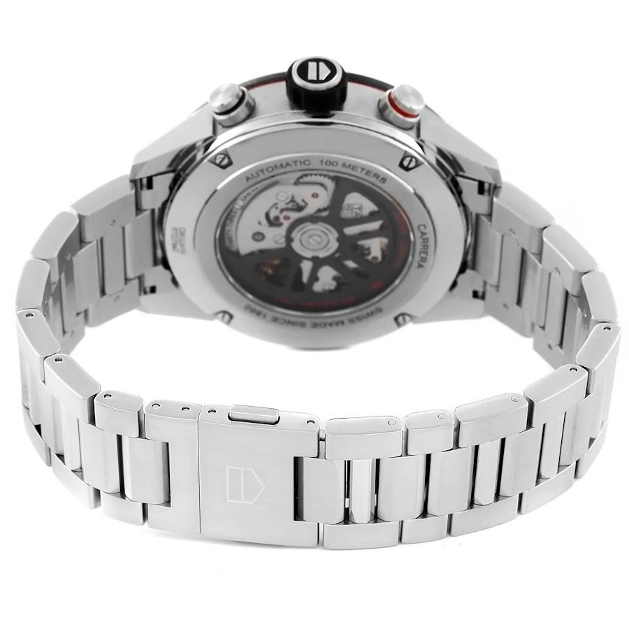 Men's Tag Heuer Carrera Chronograph Steel Skeleton Dial Mens Watch CBG2A10 Box Card For Sale