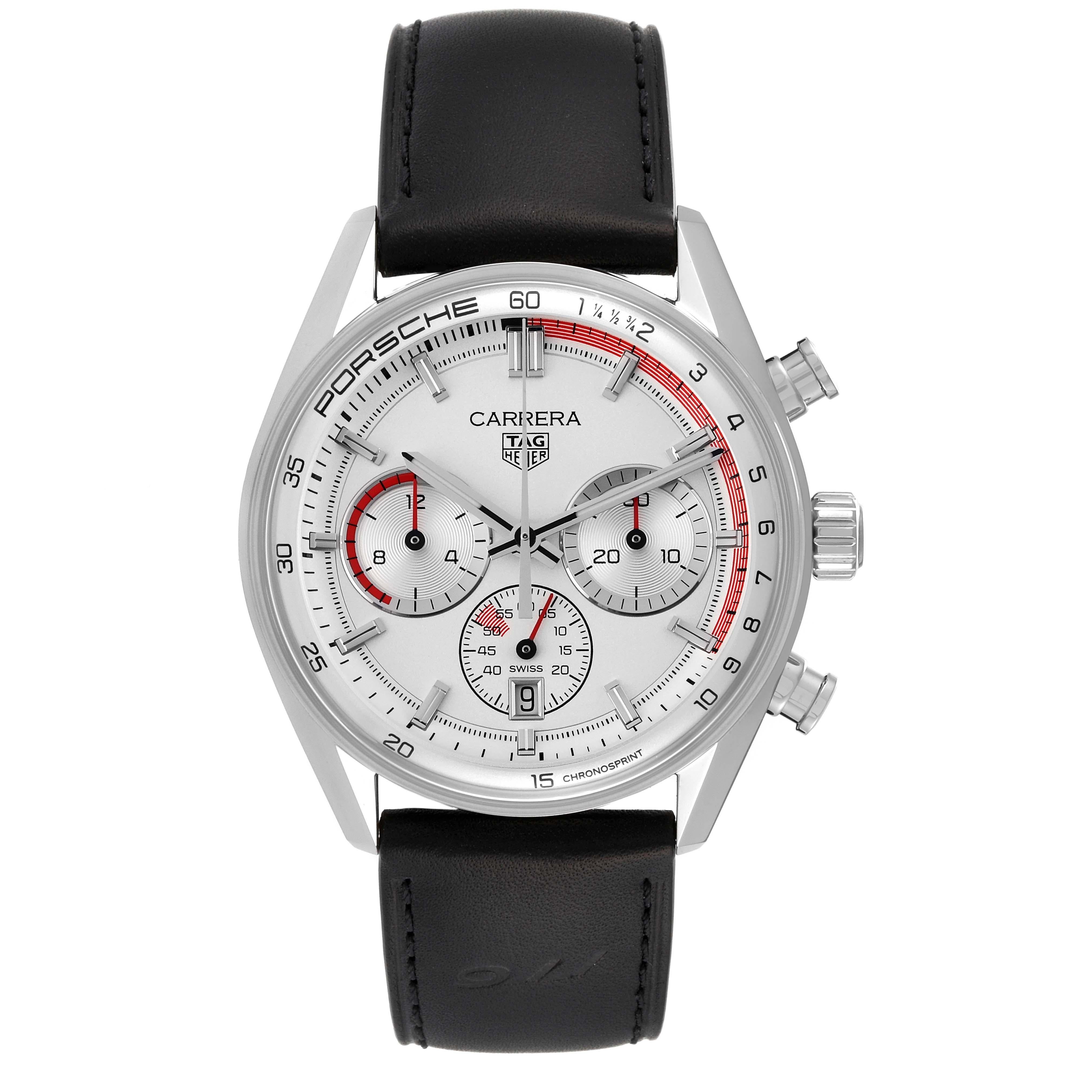 Tag Heuer Carrera Chronosprint X Porsche Special Edition Steel Mens Watch CBS2011 Unworn. Automatic self-winding chronograph movement. Brushed and polished stainless steel case 42.0 mm in diameter. Transparent exhibition sapphire crystal caseback. .