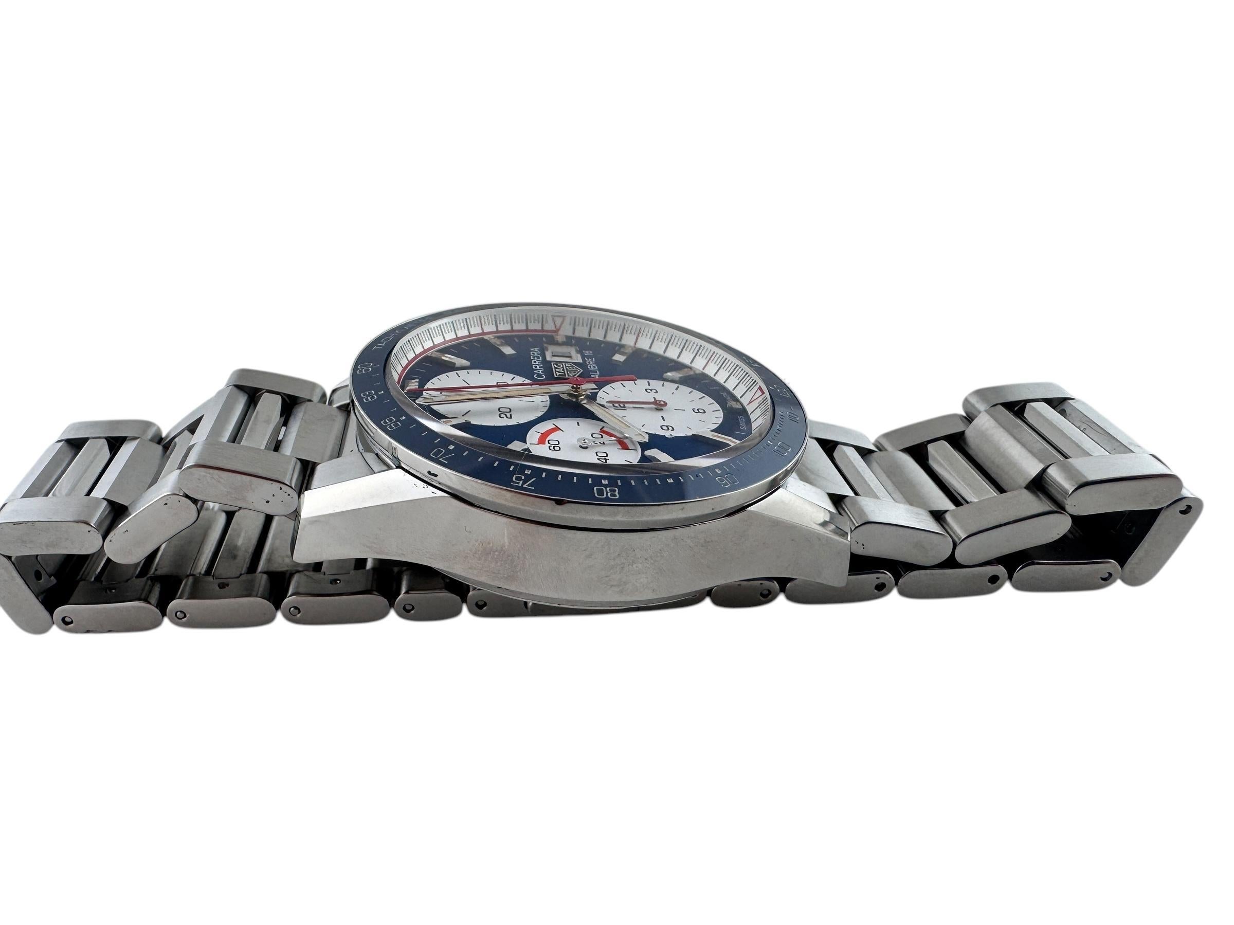 TAG Heuer Carrera CV201AR-0 Men's Chrono Watch Blue Dial box / papers #20664 4