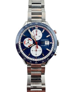 TAG Heuer Carrera CV201AR-0 Men's Chrono Watch Blue Dial box / papers #20664