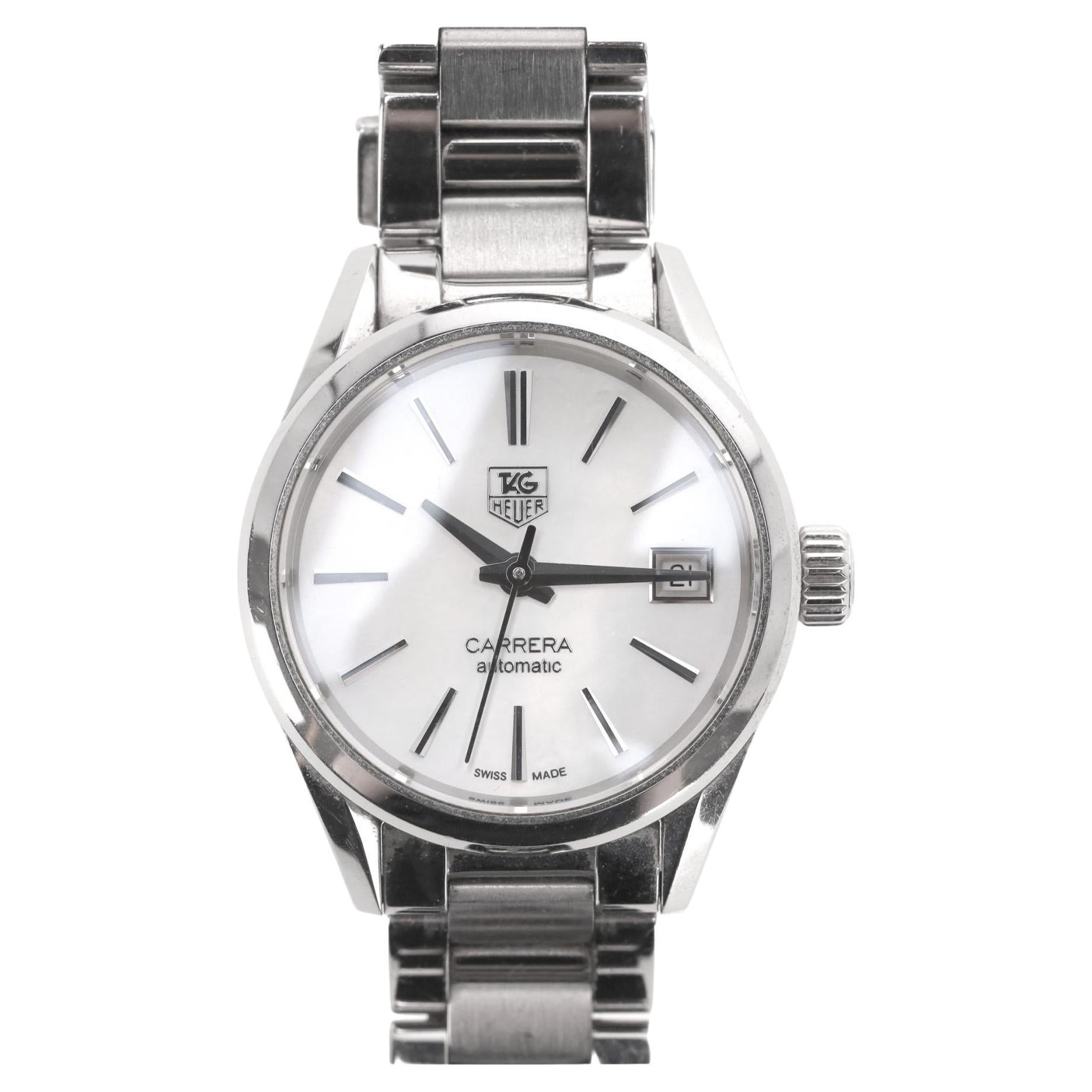 Tag Heuer Carrera Date Steel Watch With Mother-Of-Pearl Dial