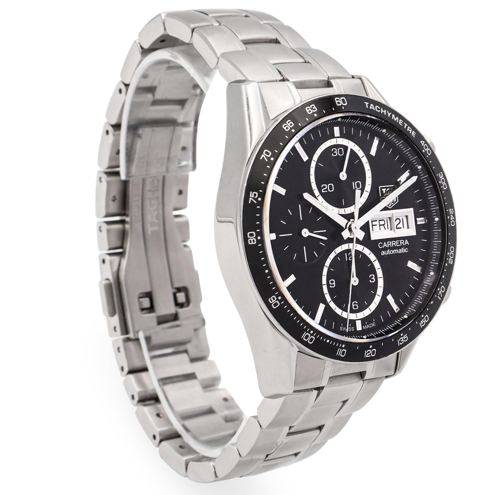 Tag Heuer Carrera Day Date Chronograph Automatic Men's Watch Ref. CV201AG In Good Condition For Sale In New York, NY