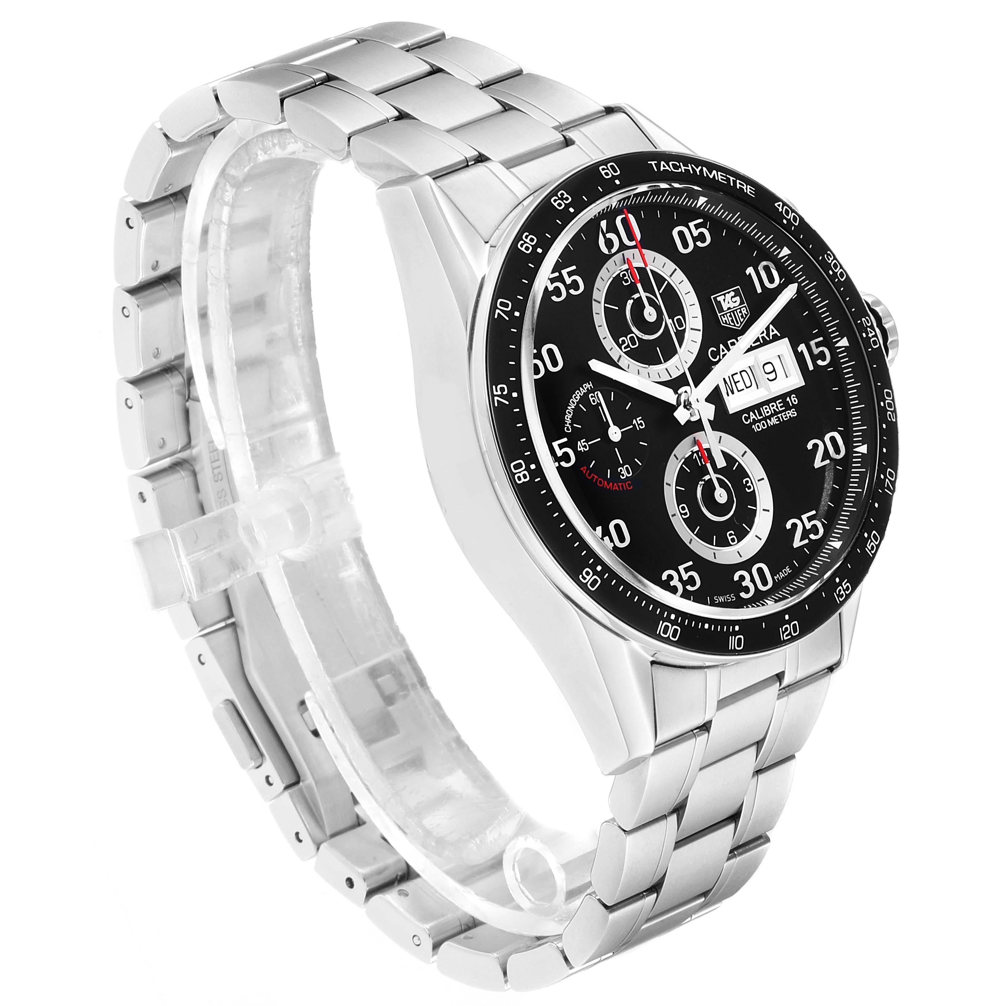 TAG Heuer Carrera Day Date Chronograph Steel Men's Watch CV2A10 Box Card For Sale 1
