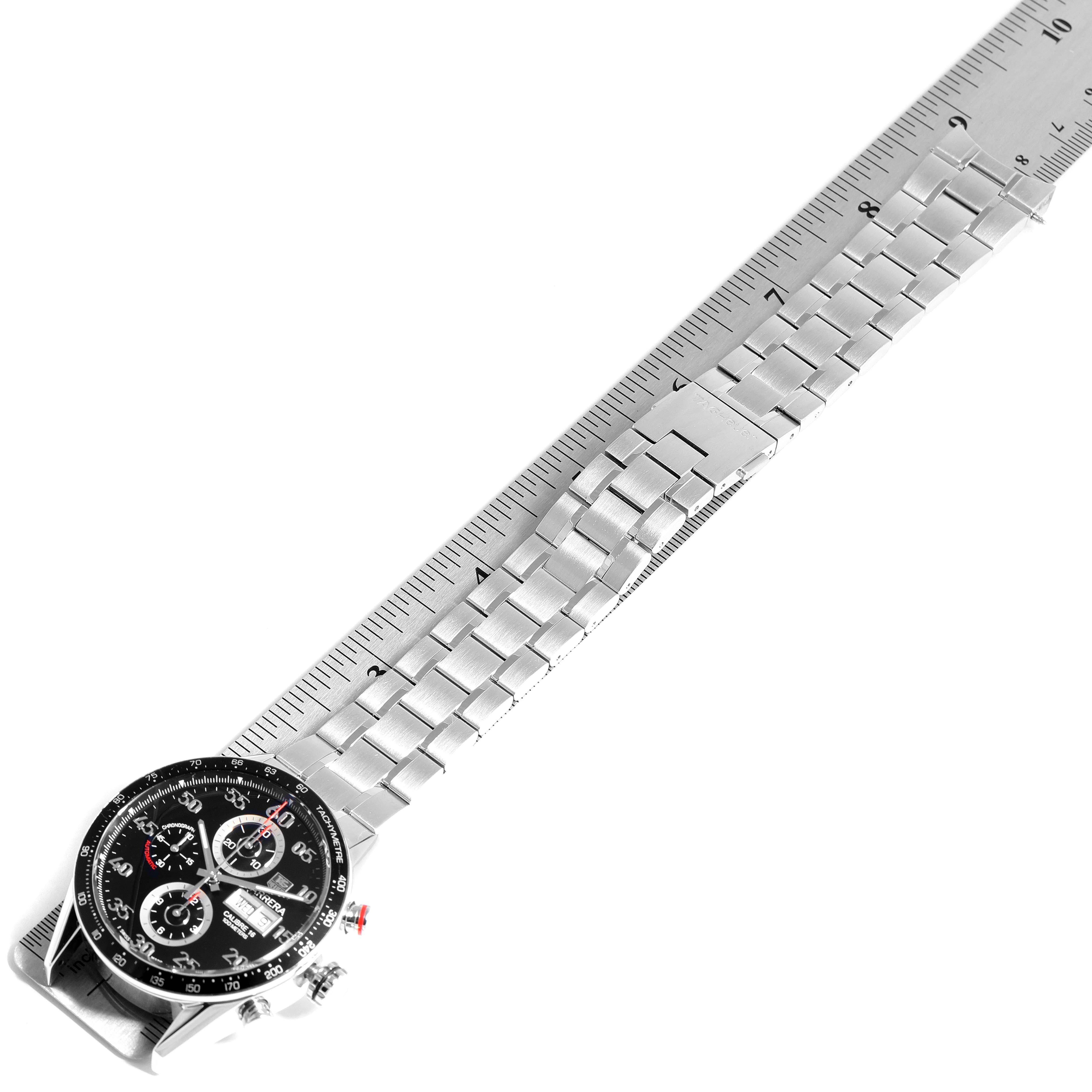 TAG Heuer Carrera Day Date Chronograph Steel Men's Watch CV2A10 Box Card For Sale 5